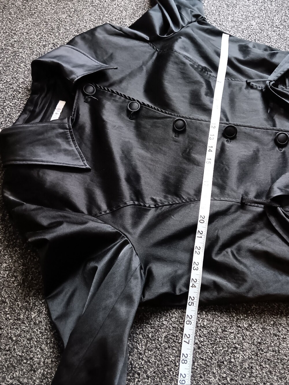 Black Belted Button Up Trench Coat Womens Plus Size 18/20 Dressbarn, Fall - Picture 5 of 9